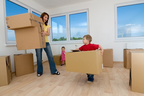 Packing boxes for short-term storage in Wapping